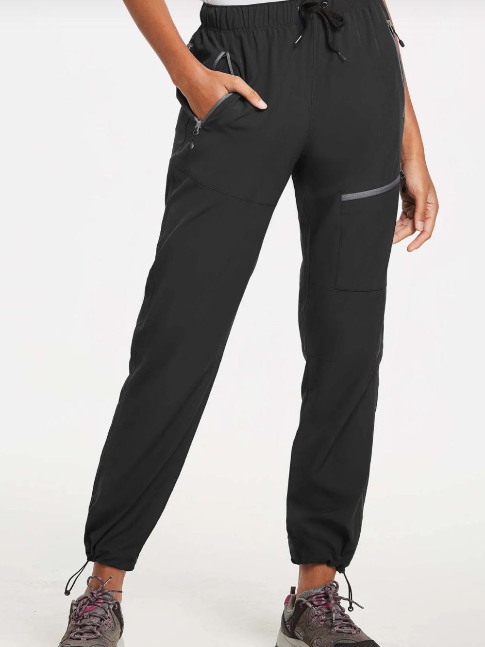 Baleaf Women's Black Zip-Pocket Laureate UPF50+ Jogger Hiking Track Pants